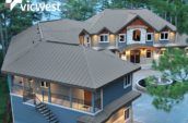 aerial view of large modern home with new roof