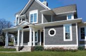 home exterior with new grey siding