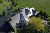 aerial exterior of home on huge property with new roof