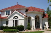 spanish red stone coated roofing on exterior of home