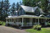 dark brown shingles on exterior of home